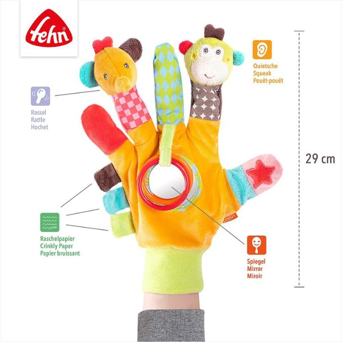 Spielhandschuh Safari – Fingerpuppen-Handschuh mit Affe & Elefant | Babyladen Erlangen